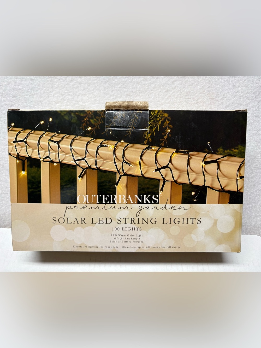 Outerbanks Premium Garden 100 Led Solar String Lights Warm White Lite New In Box